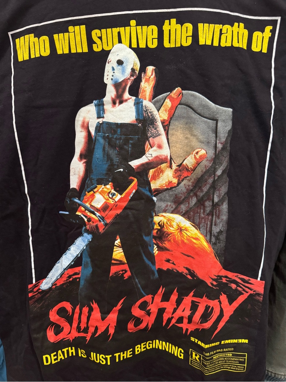 Rare Slim Shady Horror Graphic Tee with Yellow & Red Print
